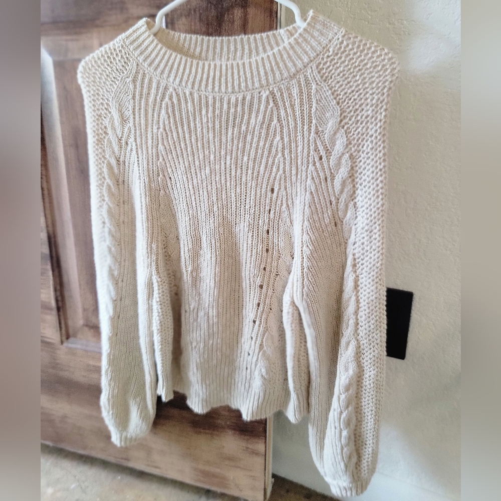 American Eagle Outfitters Cream Cable Knit Sweater Xs Euc Rory Gilmore Ae